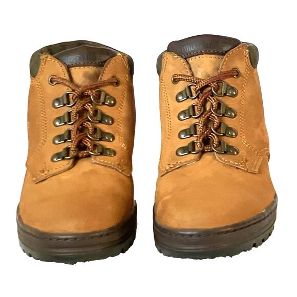 Timberland Boots Vtg Y2K Nubuck Hiking Mid Lace Lug Wheat 9 41 Women Gorp Preppy - Picture 9 of 16